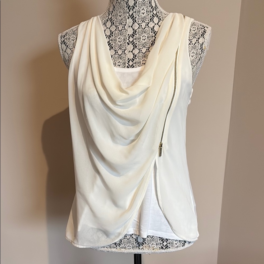 Michael Kors Cream Draped Tank Top